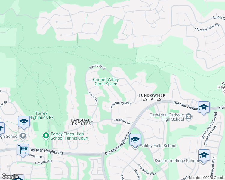 map of restaurants, bars, coffee shops, grocery stores, and more near 13457 Wyngate Point in San Diego