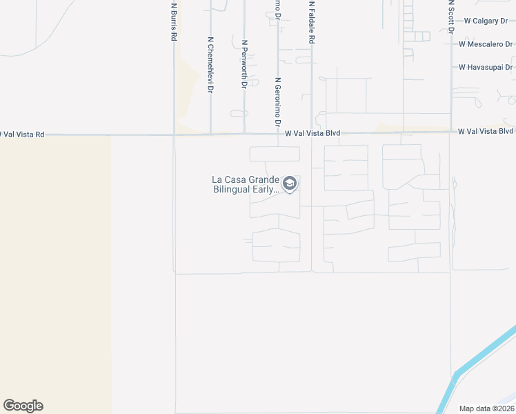 map of restaurants, bars, coffee shops, grocery stores, and more near 1274 West Avalon Canyon Drive in Casa Grande