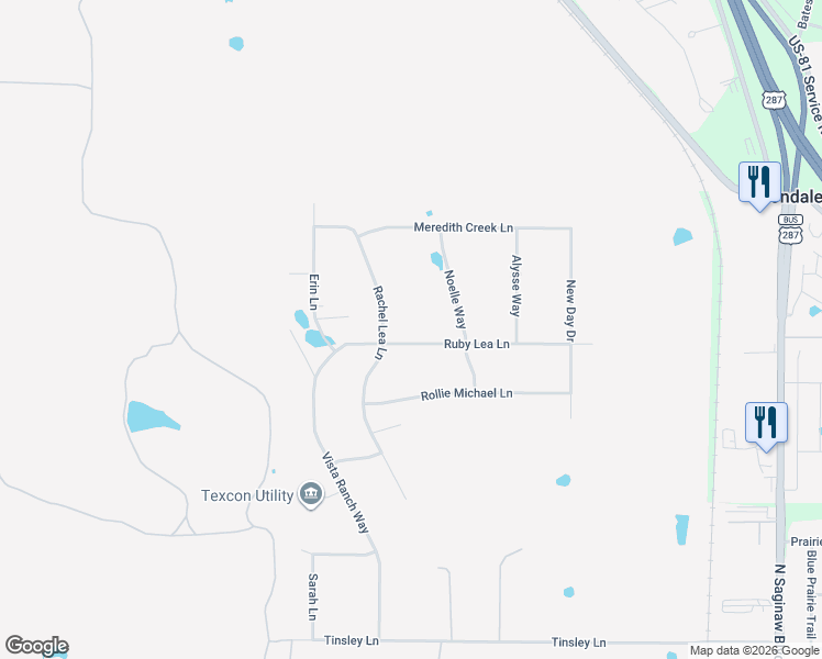 map of restaurants, bars, coffee shops, grocery stores, and more near 12060 Rachel Lea Lane in Fort Worth