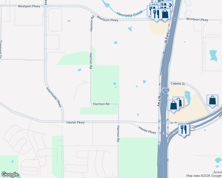 map of restaurants, bars, coffee shops, grocery stores, and more near 605 Harmon Road in Fort Worth