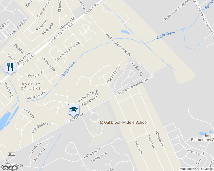 map of restaurants, bars, coffee shops, grocery stores, and more near 101 Chemistry Circle in Ladson