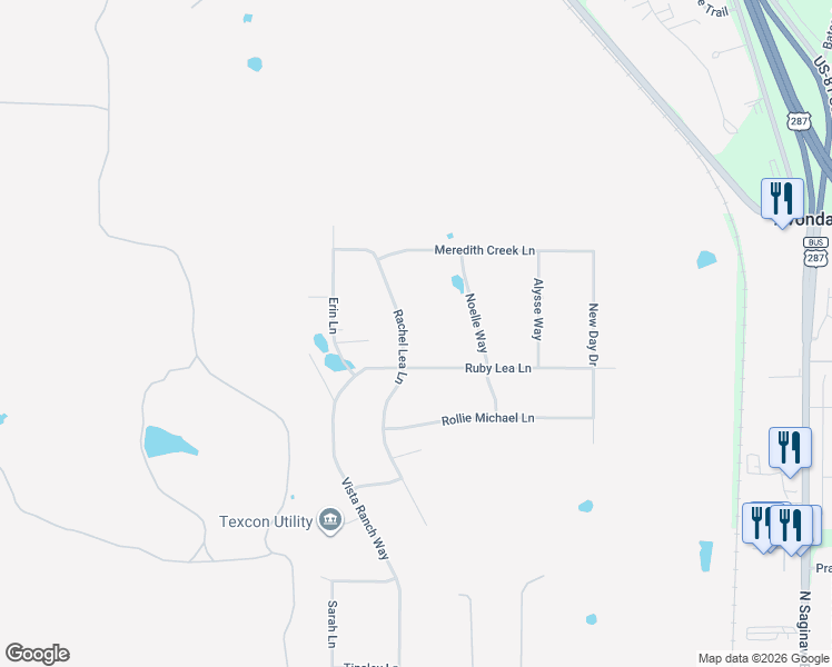 map of restaurants, bars, coffee shops, grocery stores, and more near 12060 Rachel Lea Lane in Fort Worth