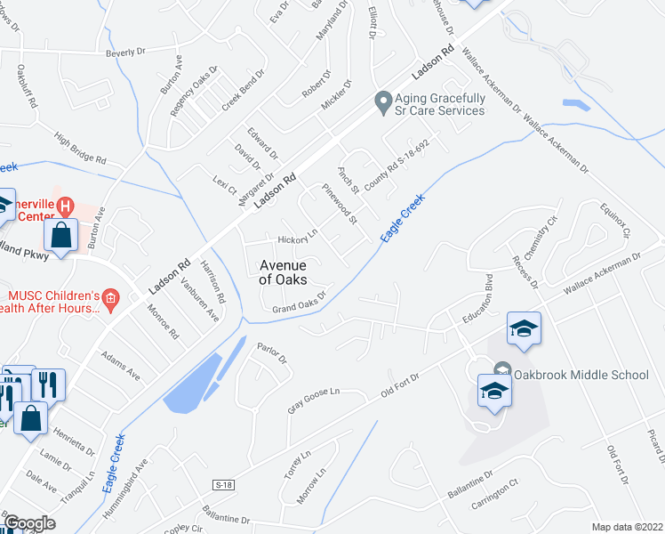map of restaurants, bars, coffee shops, grocery stores, and more near 9541 South Cardinal Drive in Ladson