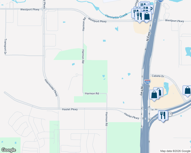 map of restaurants, bars, coffee shops, grocery stores, and more near 605 Harmon Road in Fort Worth