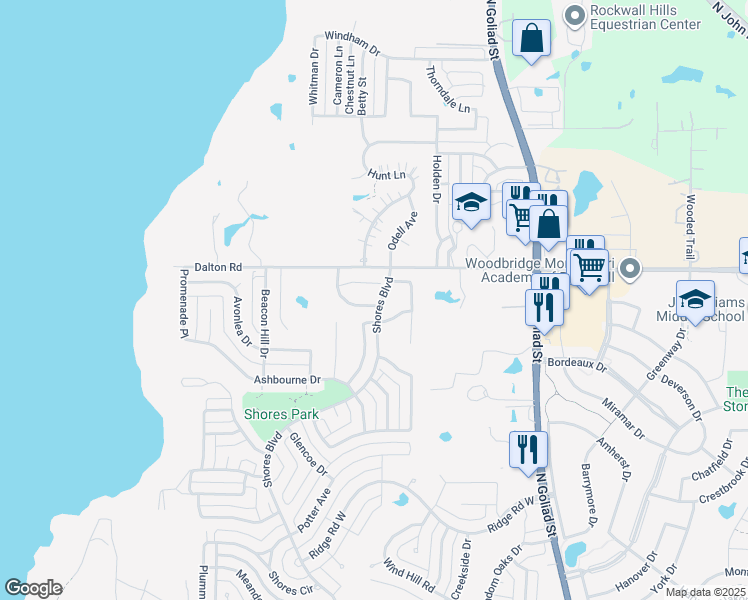 map of restaurants, bars, coffee shops, grocery stores, and more near 1325 Tanglevine Drive in Rockwall