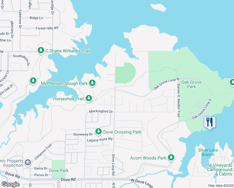 map of restaurants, bars, coffee shops, grocery stores, and more near 2410 Dove Loop Road in Grapevine