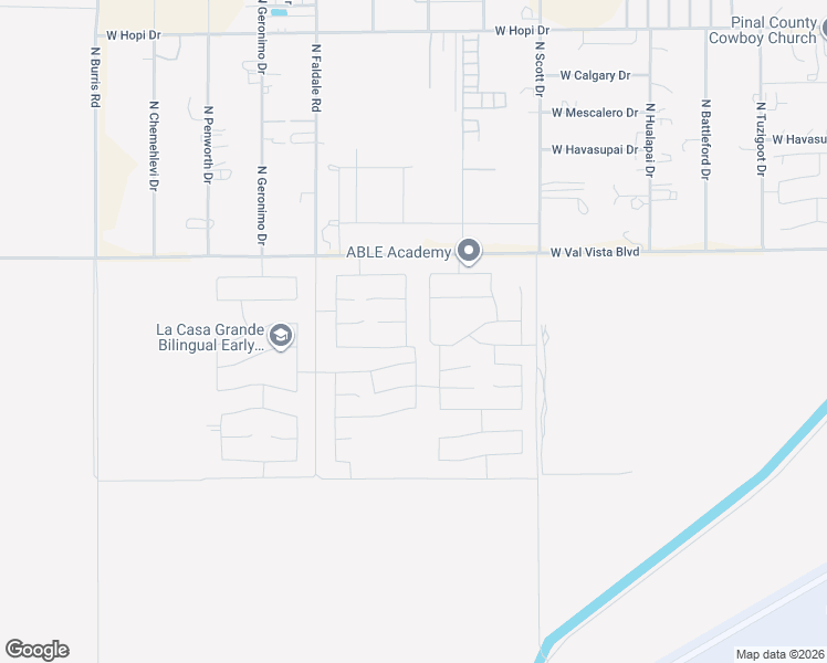 map of restaurants, bars, coffee shops, grocery stores, and more near 1097 West Sand Canyon Court in Casa Grande