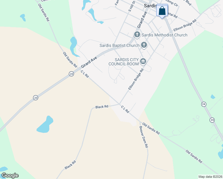 map of restaurants, bars, coffee shops, grocery stores, and more near 611 Zeigler Circle in Sardis