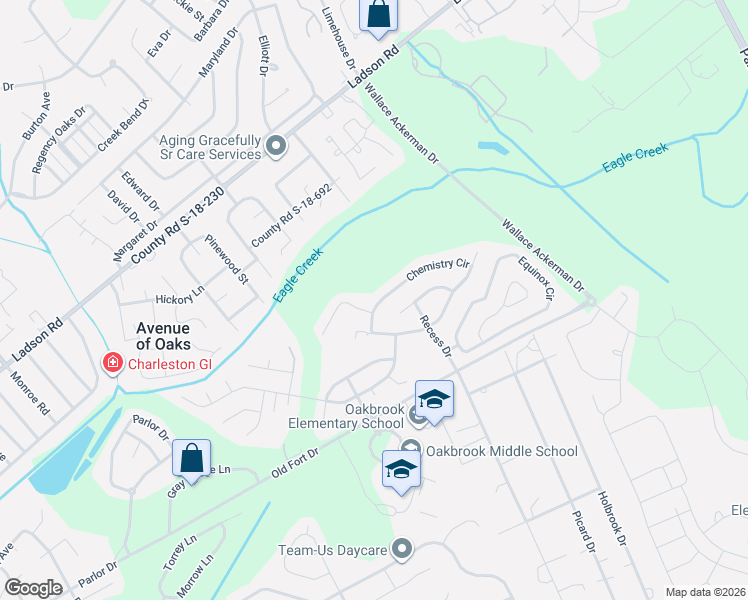 map of restaurants, bars, coffee shops, grocery stores, and more near 221 Chemistry Circle in Ladson