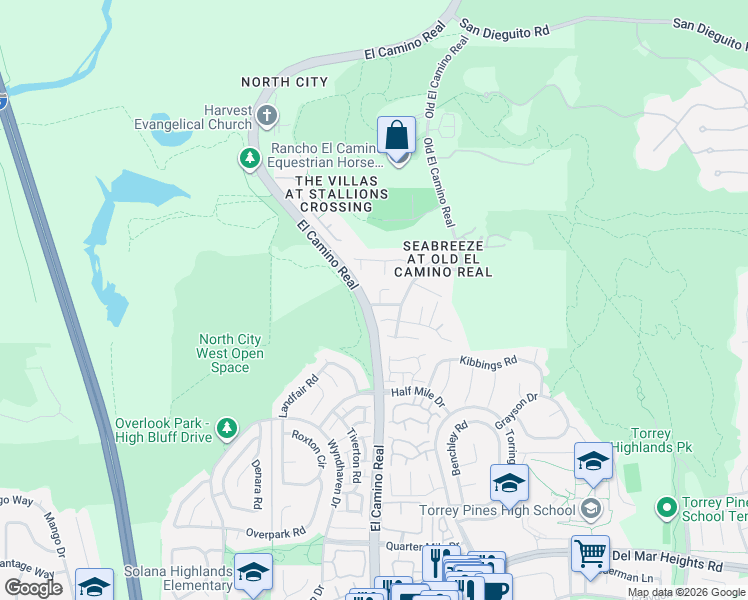 map of restaurants, bars, coffee shops, grocery stores, and more near 13632 Derby Downs Court in San Diego