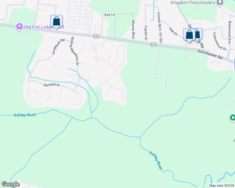 map of restaurants, bars, coffee shops, grocery stores, and more near 214 Center Hill Court in Summerville