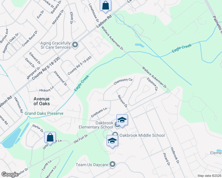map of restaurants, bars, coffee shops, grocery stores, and more near 242 Chemistry Circle in Ladson