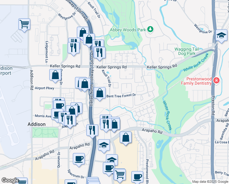 map of restaurants, bars, coffee shops, grocery stores, and more near in Dallas