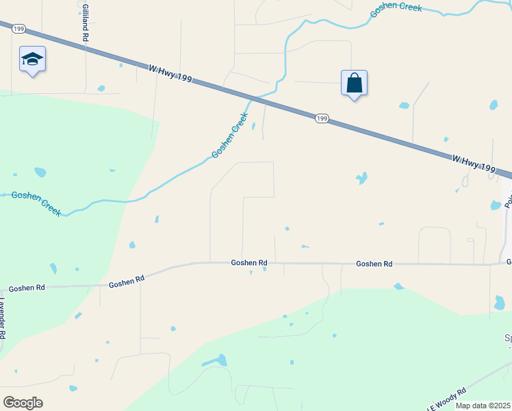 map of restaurants, bars, coffee shops, grocery stores, and more near 215 Springwood Ranch Loop in Springtown