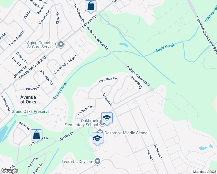 map of restaurants, bars, coffee shops, grocery stores, and more near 105 Diploma Drive in Ladson