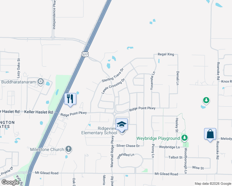 map of restaurants, bars, coffee shops, grocery stores, and more near 1800 Imperial Springs Drive in Keller