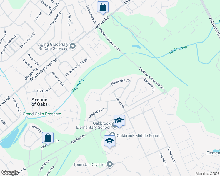 map of restaurants, bars, coffee shops, grocery stores, and more near 238 Chemistry Circle in Ladson