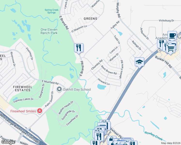 map of restaurants, bars, coffee shops, grocery stores, and more near 817 Clack Drive in Garland