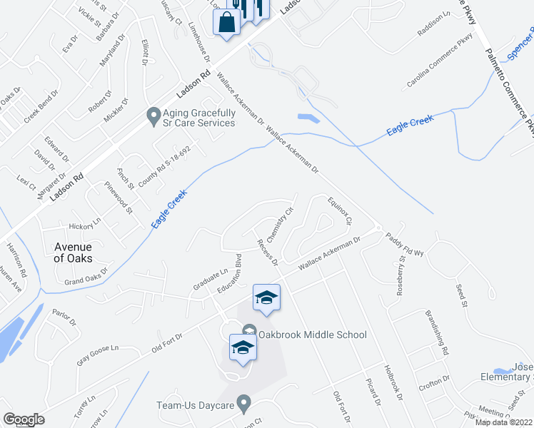 map of restaurants, bars, coffee shops, grocery stores, and more near 113 Diploma Drive in Ladson