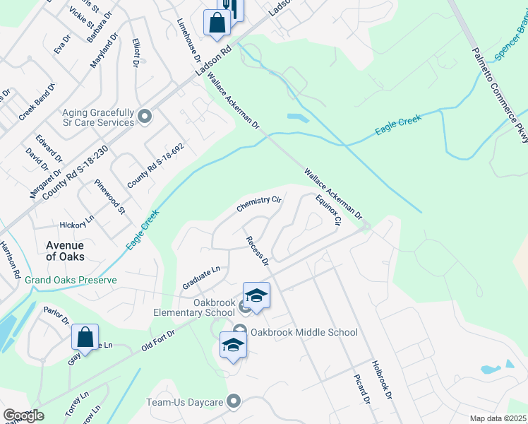 map of restaurants, bars, coffee shops, grocery stores, and more near 401 Chemistry Circle in Ladson