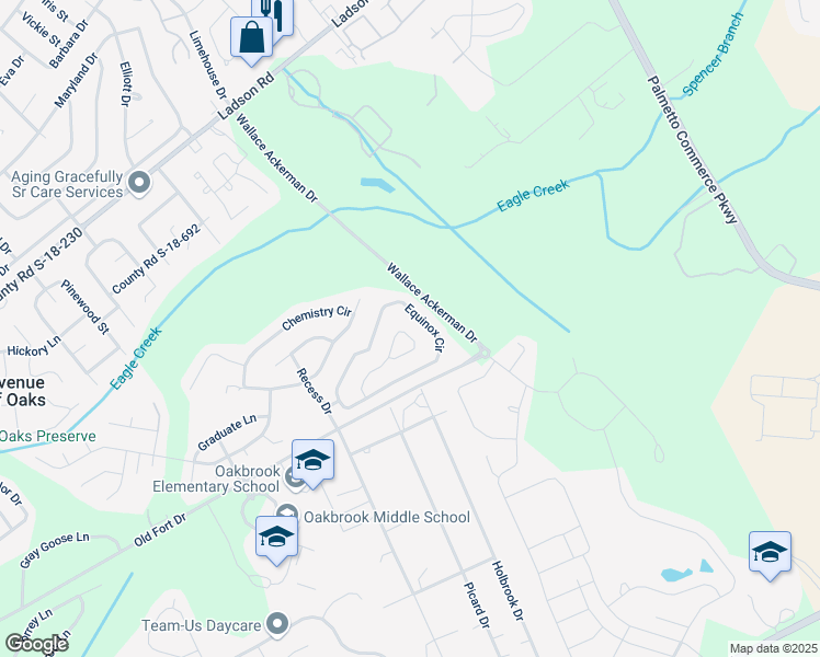 map of restaurants, bars, coffee shops, grocery stores, and more near 122 Full Moon Court in Ladson