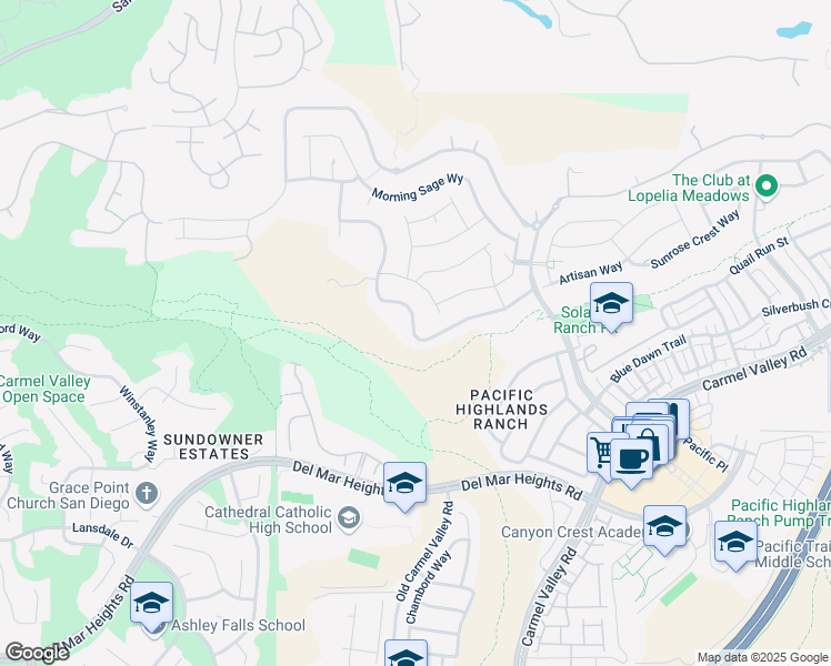 map of restaurants, bars, coffee shops, grocery stores, and more near 5341 Sweetwater Trails in San Diego