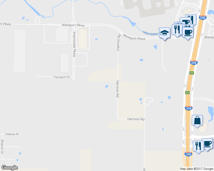 map of restaurants, bars, coffee shops, grocery stores, and more near 525 Harmon Road in Fort Worth