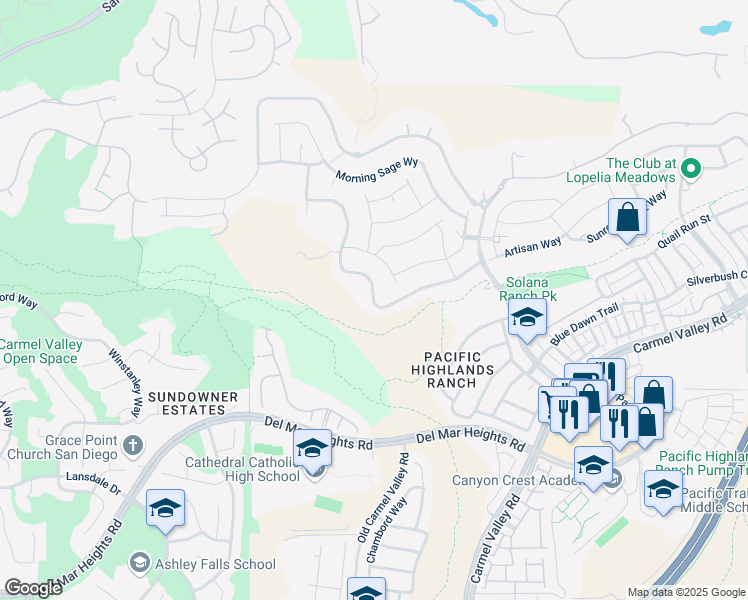 map of restaurants, bars, coffee shops, grocery stores, and more near 5341 Sweetwater Trails in San Diego
