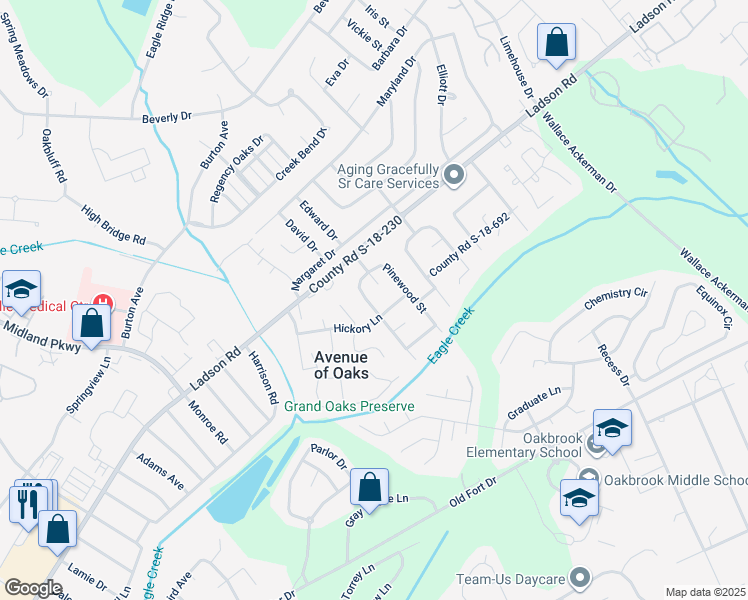 map of restaurants, bars, coffee shops, grocery stores, and more near 101 Elmwood Avenue in Ladson