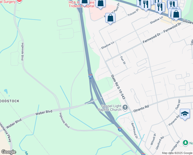 map of restaurants, bars, coffee shops, grocery stores, and more near 2994 State Road S-10-1673 in North Charleston
