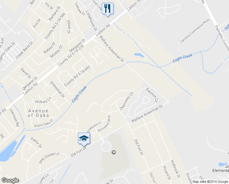 map of restaurants, bars, coffee shops, grocery stores, and more near 285 Chemistry Circle in Ladson