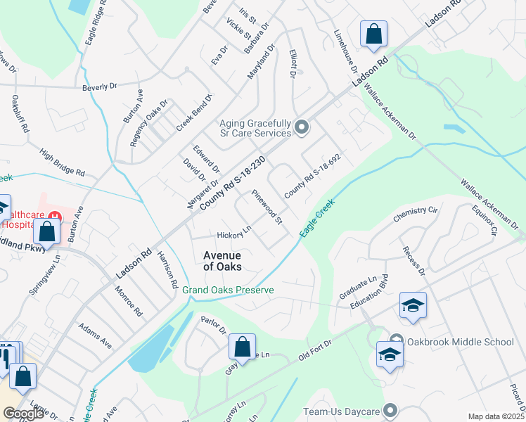 map of restaurants, bars, coffee shops, grocery stores, and more near 107 Hickory Lane in Ladson