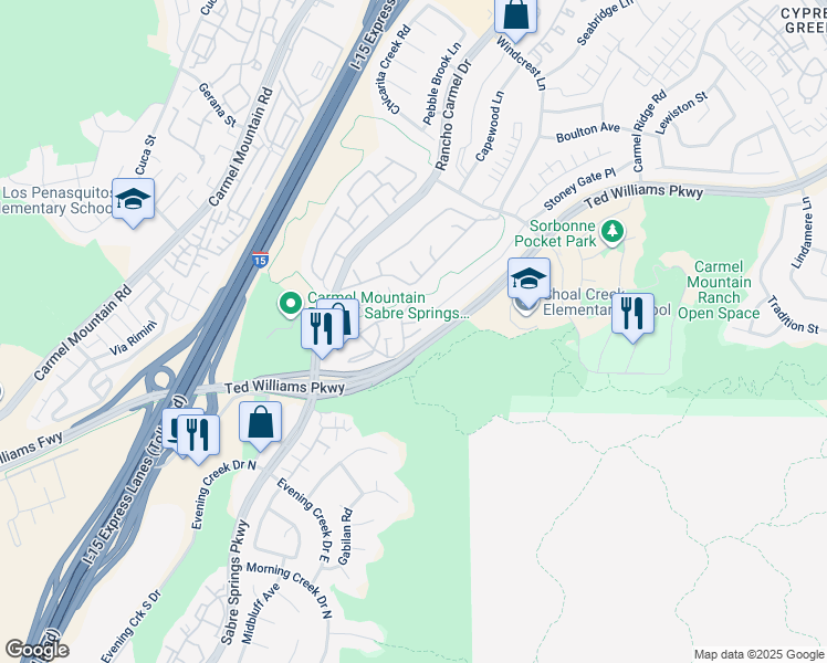 map of restaurants, bars, coffee shops, grocery stores, and more near in San Diego