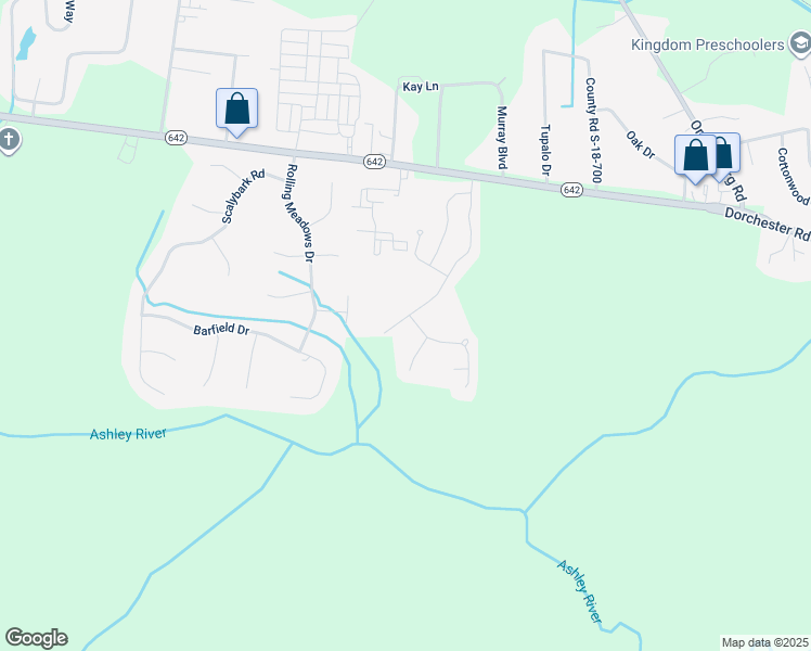 map of restaurants, bars, coffee shops, grocery stores, and more near 167 Ashley Bluffs Road in Summerville