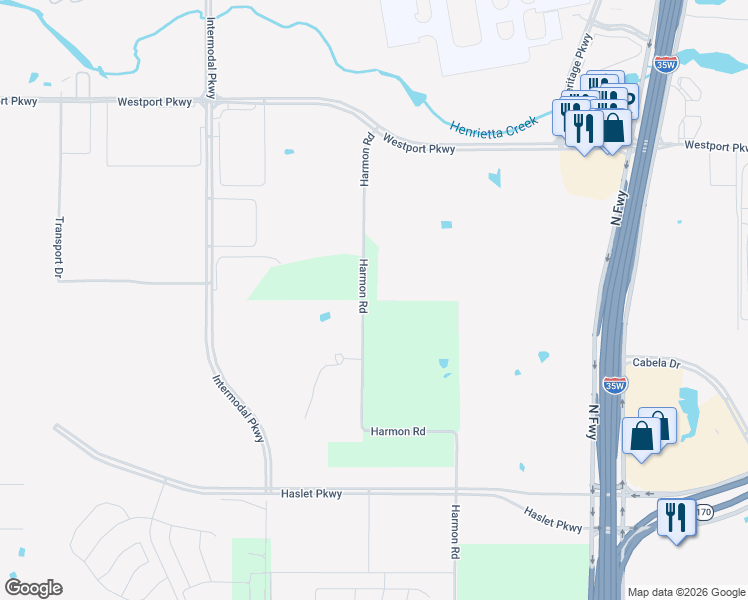 map of restaurants, bars, coffee shops, grocery stores, and more near 410-498 Harmon Road in Haslet