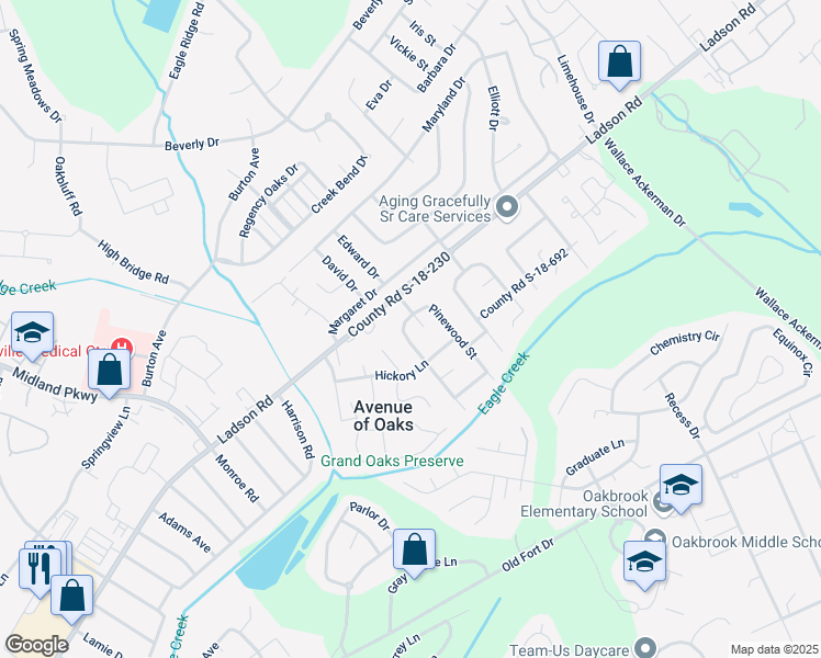 map of restaurants, bars, coffee shops, grocery stores, and more near 101 Elmwood Avenue in Ladson