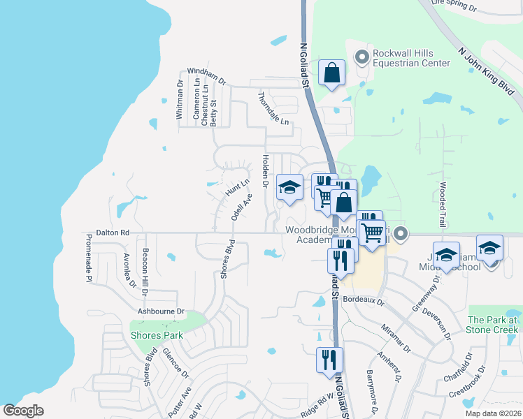 map of restaurants, bars, coffee shops, grocery stores, and more near 7111 Holden Drive in Rockwall