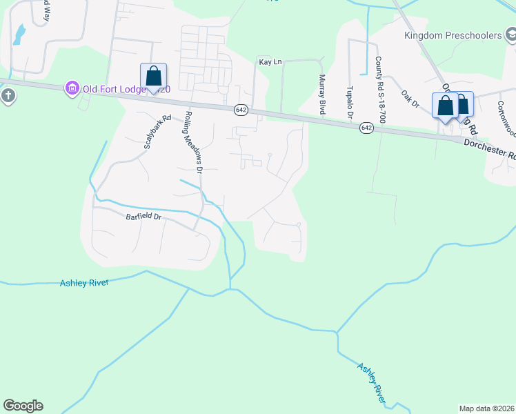 map of restaurants, bars, coffee shops, grocery stores, and more near 164 Ashley Bluffs Road in Summerville