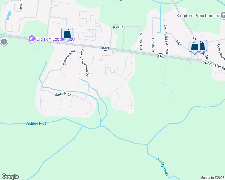 map of restaurants, bars, coffee shops, grocery stores, and more near 164 Ashley Bluffs Road in Summerville