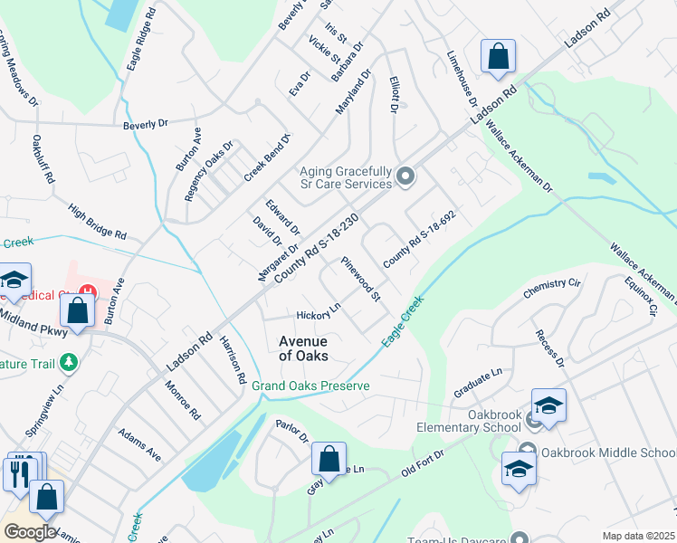 map of restaurants, bars, coffee shops, grocery stores, and more near 203 Oakmont Avenue in Ladson