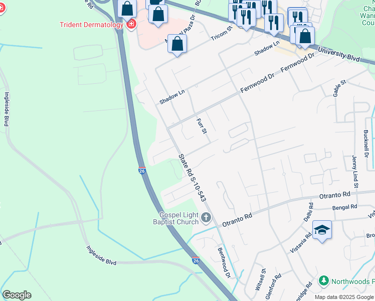 map of restaurants, bars, coffee shops, grocery stores, and more near 2932 Salamander Creek Lane in Charleston