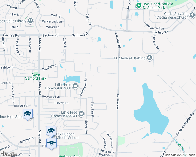 map of restaurants, bars, coffee shops, grocery stores, and more near 5013 Lacey Circle in Sachse