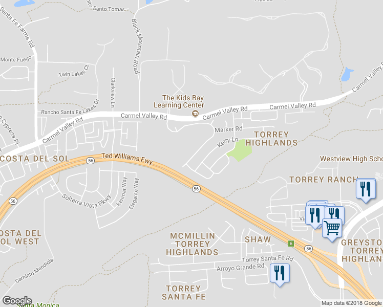map of restaurants, bars, coffee shops, grocery stores, and more near 7629 Mona Ln in San Diego