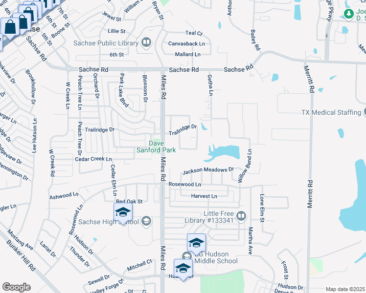 map of restaurants, bars, coffee shops, grocery stores, and more near 4402 Heavenly Drive in Sachse
