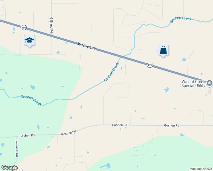 map of restaurants, bars, coffee shops, grocery stores, and more near 145 Springwood Ranch Loop in Springtown