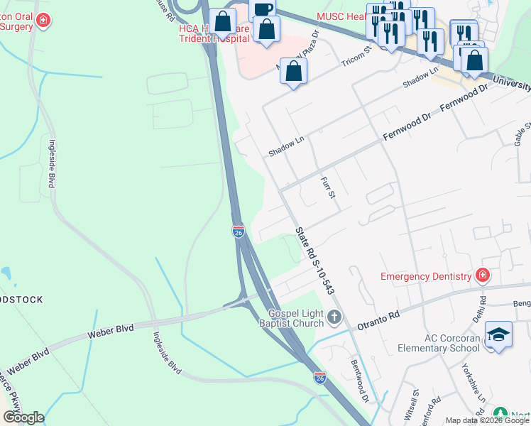 map of restaurants, bars, coffee shops, grocery stores, and more near 2982 State Road S-10-1673 in Charleston