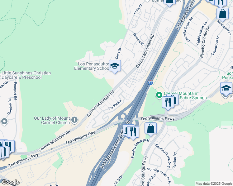 map of restaurants, bars, coffee shops, grocery stores, and more near in San Diego