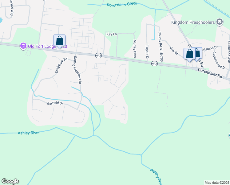 map of restaurants, bars, coffee shops, grocery stores, and more near 100 Crossing Water Street in Summerville