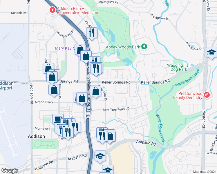 map of restaurants, bars, coffee shops, grocery stores, and more near in Dallas