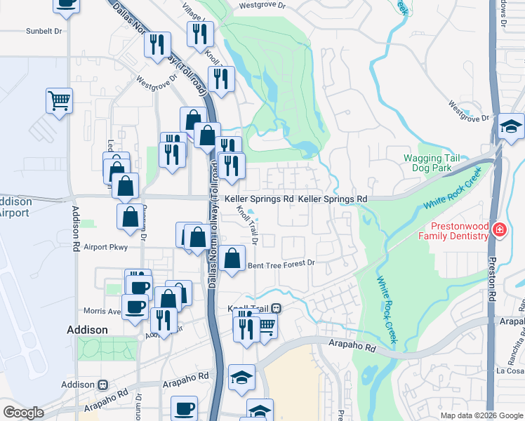 map of restaurants, bars, coffee shops, grocery stores, and more near in Dallas